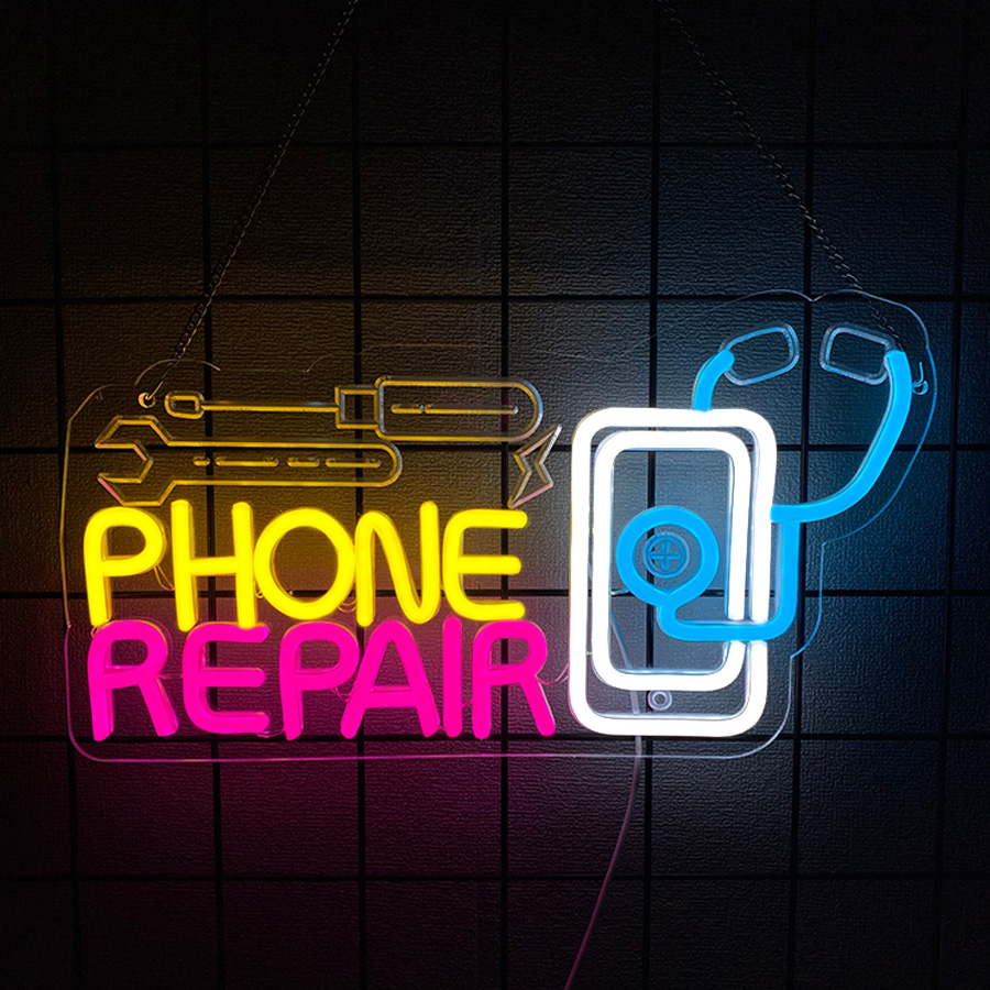 Electronics Repair Shop - لافتة نيون لإصلاح الهواتف لتزيين الجدران،